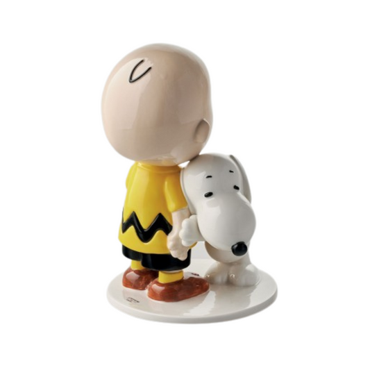 STATUINA CHARLIE BROWN E SNOOPY BIG L'INFINITO | in porcellana lucida | 19x18x27cm - | Adele Chérie - articoli da regalo e bomboniere