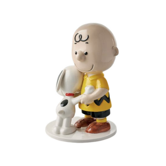 STATUINA CHARLIE BROWN E SNOOPY BIG L'INFINITO | in porcellana lucida | 19x18x27cm - | Adele Chérie - articoli da regalo e bomboniere