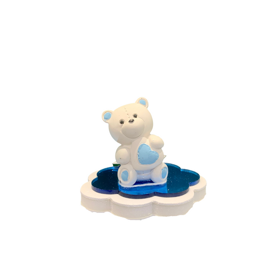 ORSETTO FLOCK DEBORA CARLUCCI | in resina e plex vari colori | 9x6cm - flock / blu | Adele Chérie - articoli da regalo e bomboniere