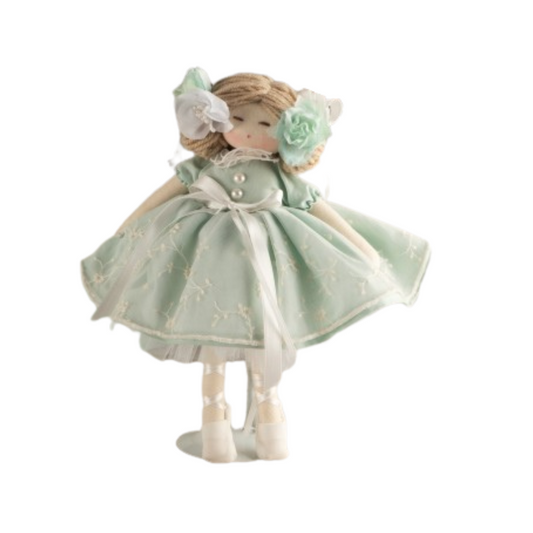 BAMBOLA DI PEZZA VERDE L'INFINITO | in tessuto e pizzo | 26cm - | Adele Chérie - articoli da regalo e bomboniere