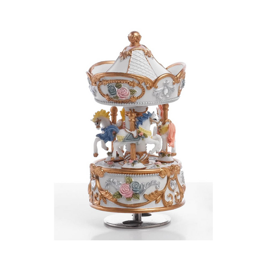 CARILLON CAROUSEL GIOIELLO BIANCO ENCANTADA | in resina | 15cm - | Adele Chérie - articoli da regalo e bomboniere