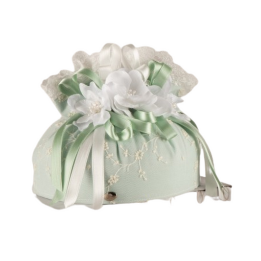 SACCHETTO VERDE L'INFINITO | in pizzo e tulle | Ø17x15cm - | Adele Chérie - articoli da regalo e bomboniere