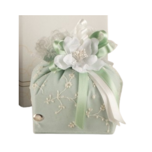 SACCHETTO QUADRO VERDE L'INFINITO | in pizzo e tulle | 10x14cm - | Adele Chérie - articoli da regalo e bomboniere