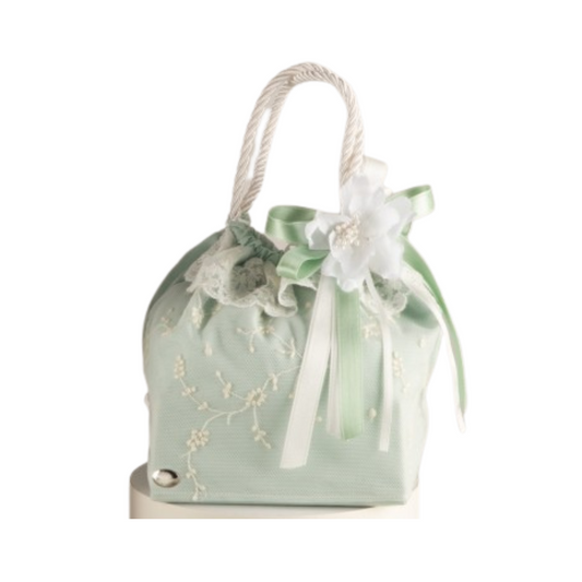 SACCHETTO BORSA VERDE L'INFINITO | in pizzo e tulle | varie misure - 12x12x18cm | Adele Chérie - articoli da regalo e bomboniere