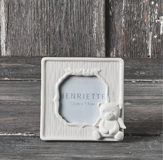 CORNICE QUADRATA ENFANT | in ceramica | 7,5cm - bianco / cornici / 7,5x7,5cm | Adele Chérie - articoli da regalo e bomboniere