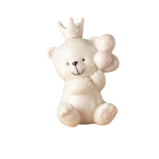 ORSETTO ROSA PALLONCINI L'INFINITO | in ceramica | 9,5cm - | Adele Chérie - articoli da regalo e bomboniere