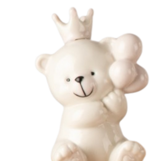 ORSETTO ROSA PALLONCINI L'INFINITO | in ceramica | 9,5cm - | Adele Chérie - articoli da regalo e bomboniere