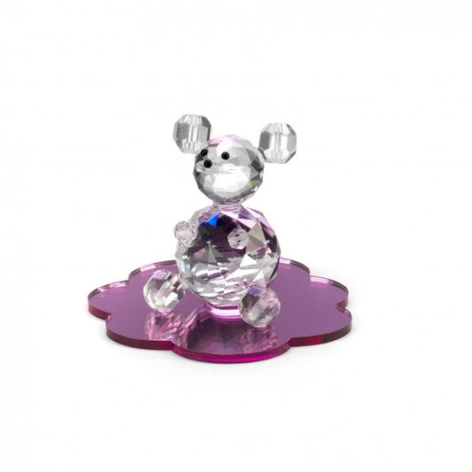 ORSETTO SU NUVOLA DEBORA CARLUCCI | in cristallo vari colori | 8x8x6cm - cristallo / rosa | Adele Chérie - articoli da regalo e bomboniere