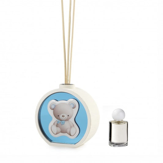 PROFUMATORE ORSETTO FLOCK DEBORA CARLUCCI | in legno e plex vari colori | Ø9cm - flock / blu | Adele Chérie - articoli da regalo e bomboniere