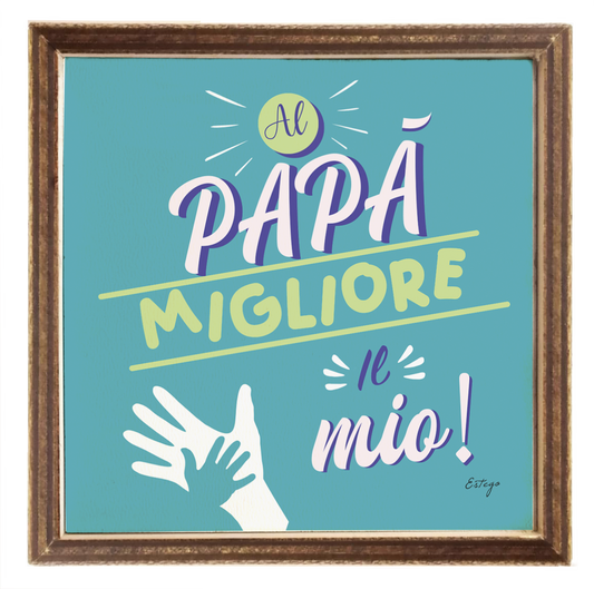 QUADRETTO PAPA' KODAMA | con piantina | 10x10cm - | Adele Chérie - articoli da regalo e bomboniere