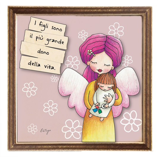 QUADRETTO MAMMA KODAMA | con piantina | 10x10cm - | Adele Chérie - articoli da regalo e bomboniere