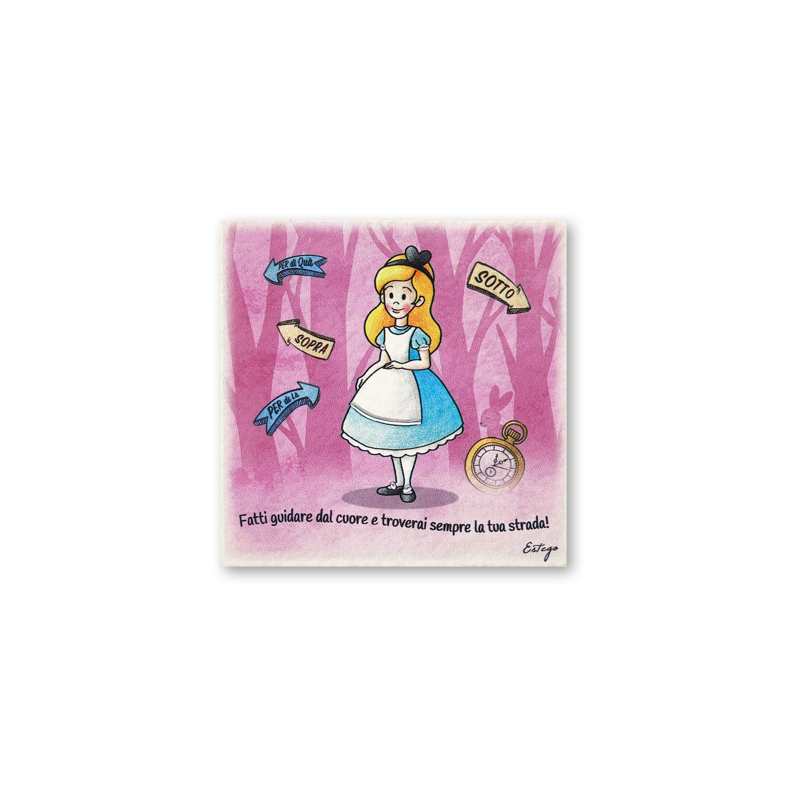 QUADRETTO ALICE ESTEGO - in legno - 10x10cm | Adele Chérie