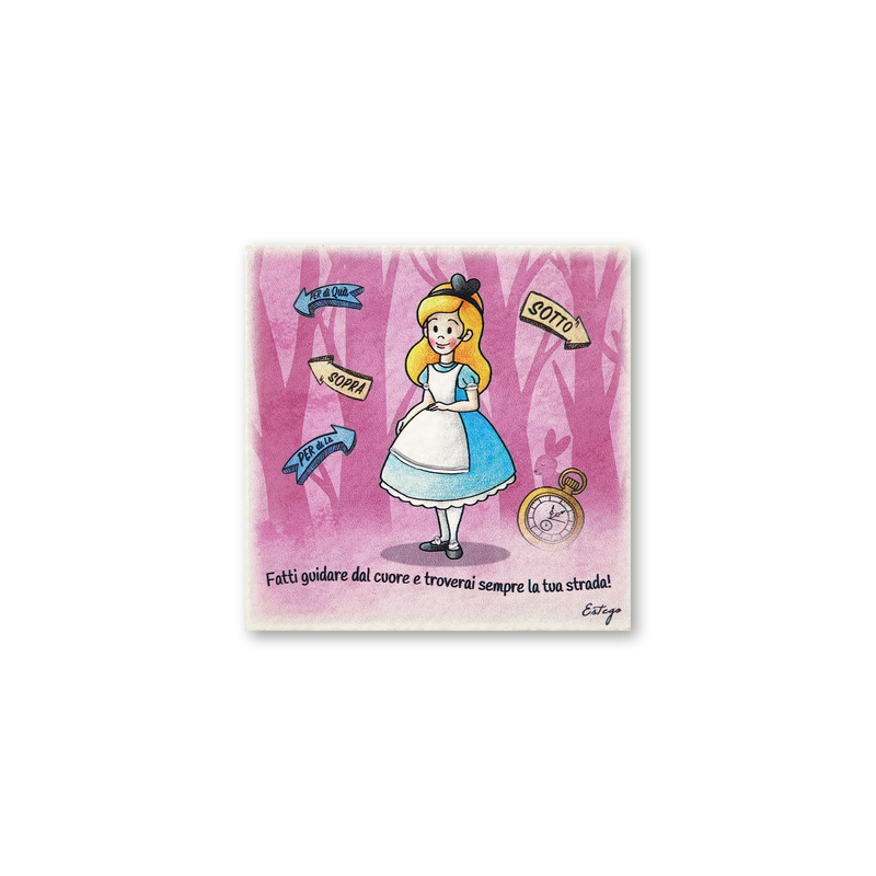 QUADRETTO ALICE ESTEGO - in legno - 10x10cm | Adele Chérie