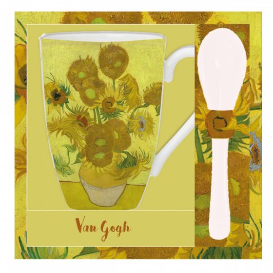 MUG CON CUCCHIAINO VAN GOGH ALLEN DESIGNS - in ceramica vari dipinti - Ø10,5cm - foto 2 | Adele Chérie