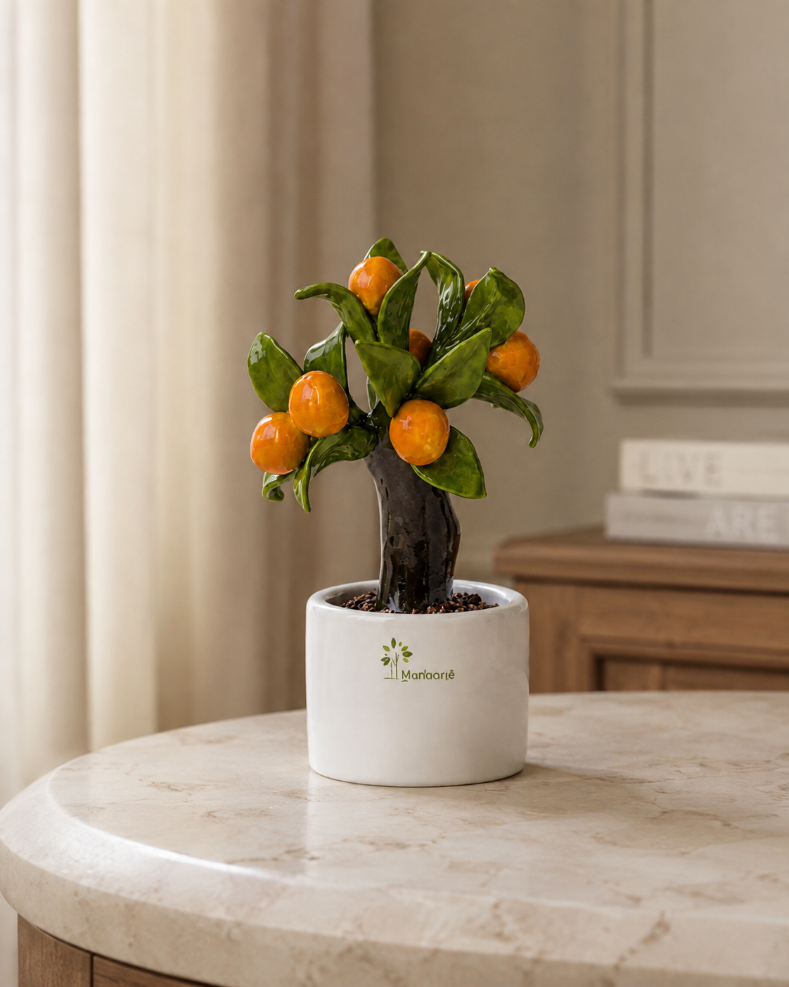 ALBERO ALLEGRO ARANCIO GLI ALBERELLI | in ceramica di Capodimonte | Ø6x11cm