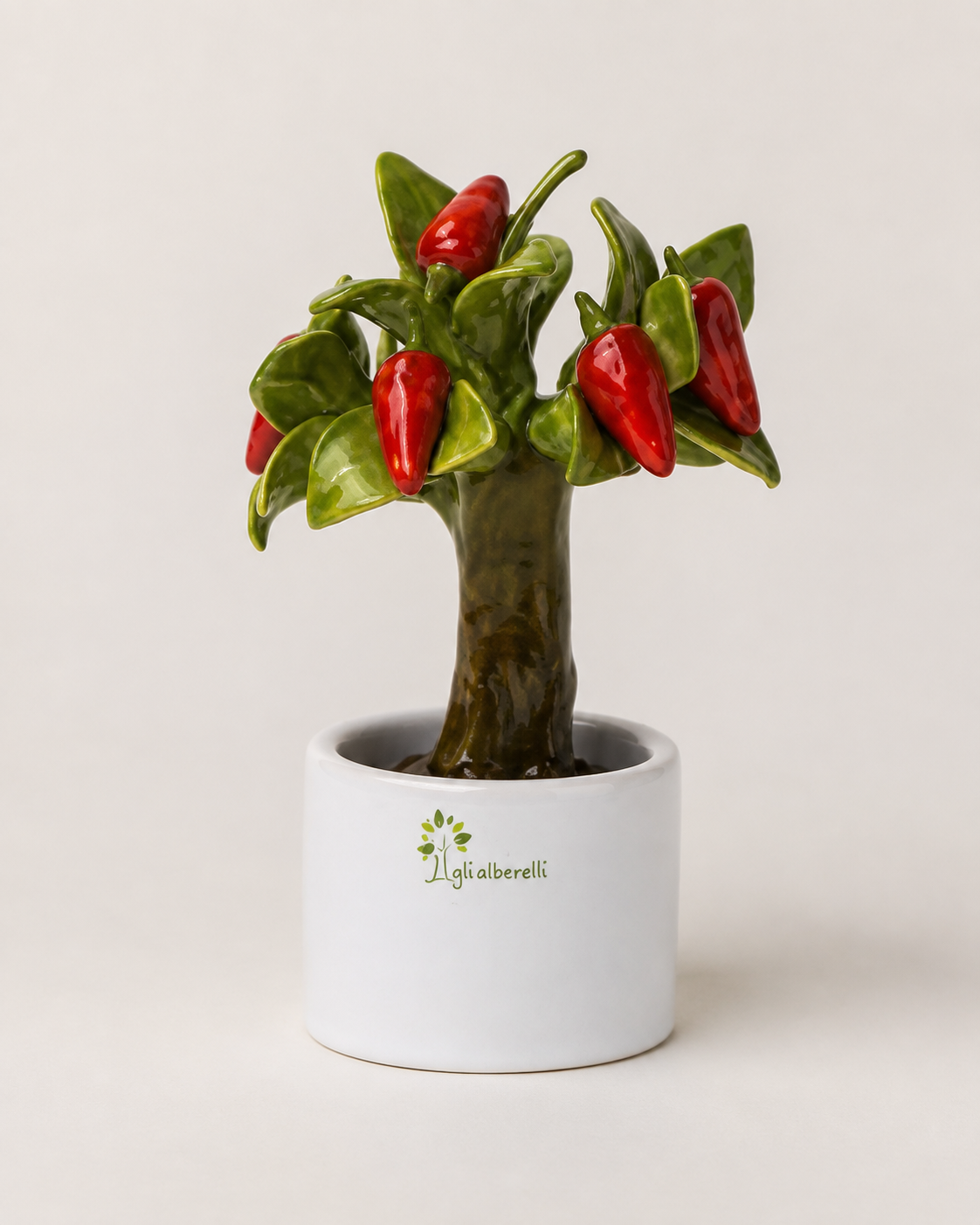 ALBERO ALLEGRO PEPERONCINI GLI ALBERELLI | in ceramica di Capodimonte | Ø6x11cm