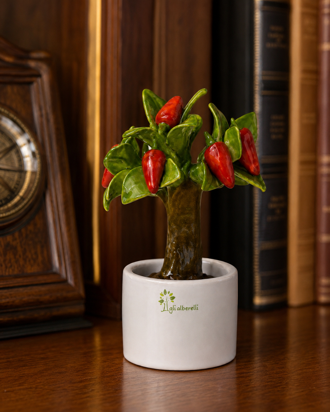 ALBERO ALLEGRO PEPERONCINI GLI ALBERELLI | in ceramica di Capodimonte | Ø6x11cm
