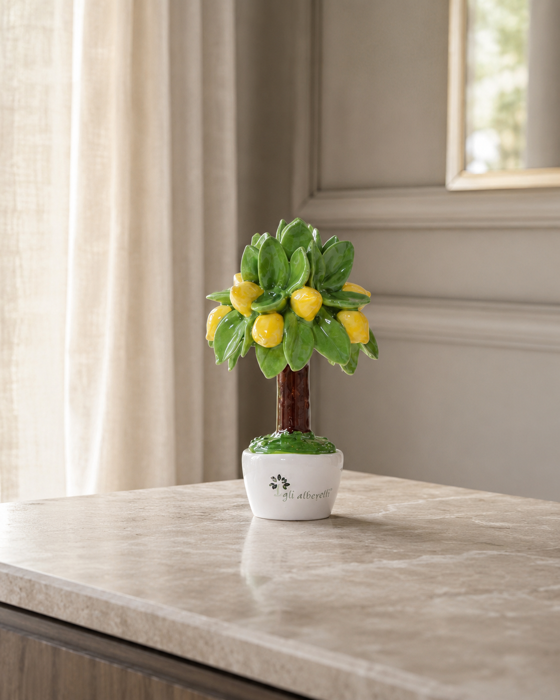 ALBERO MIGNON LIMONE GLI ALBERELLI | in ceramica di Capodimonte | Ø7x11cm