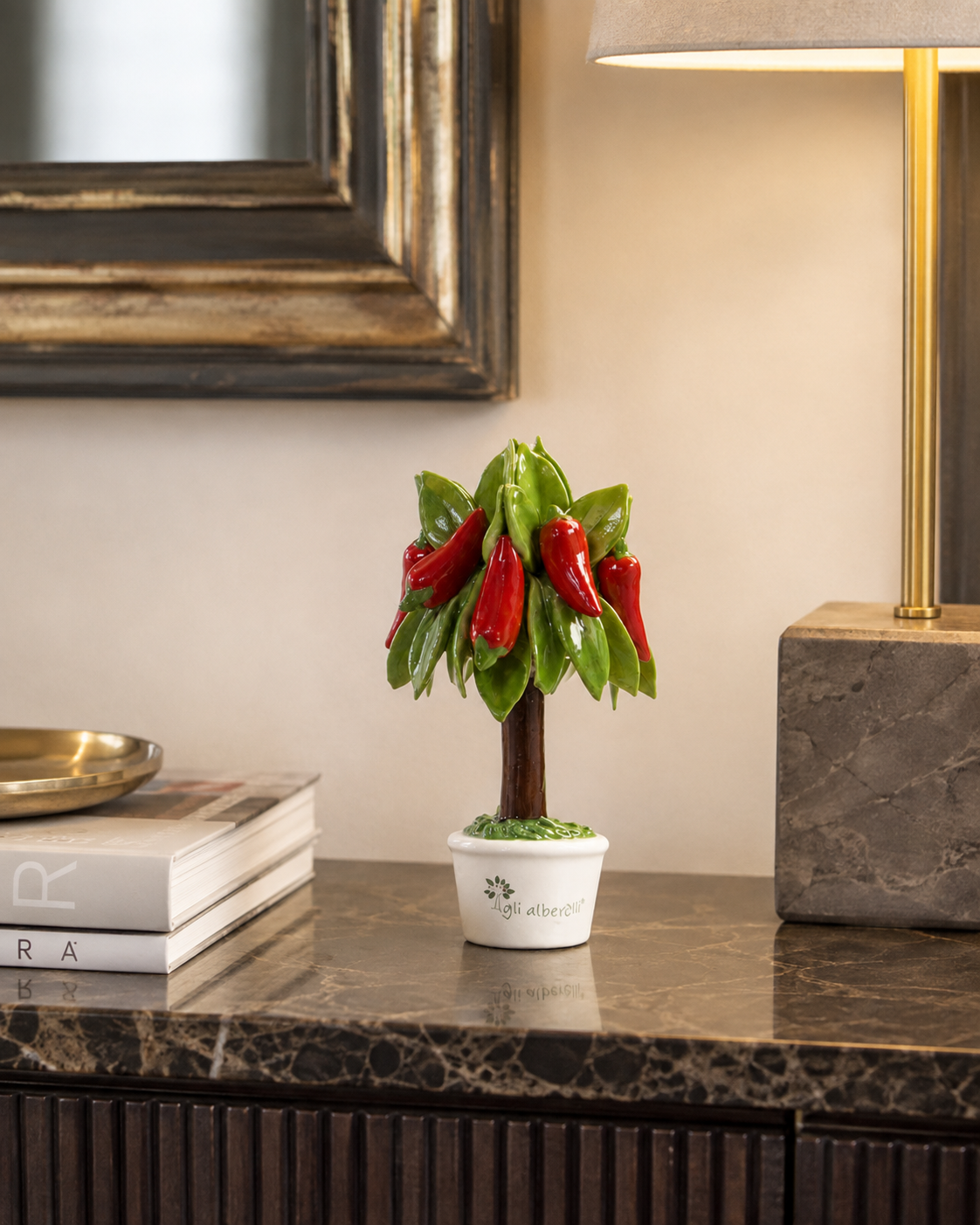 ALBERO MIGNON PEPERONCINI GLI ALBERELLI | in ceramica di Capodimonte | Ø7x11cm