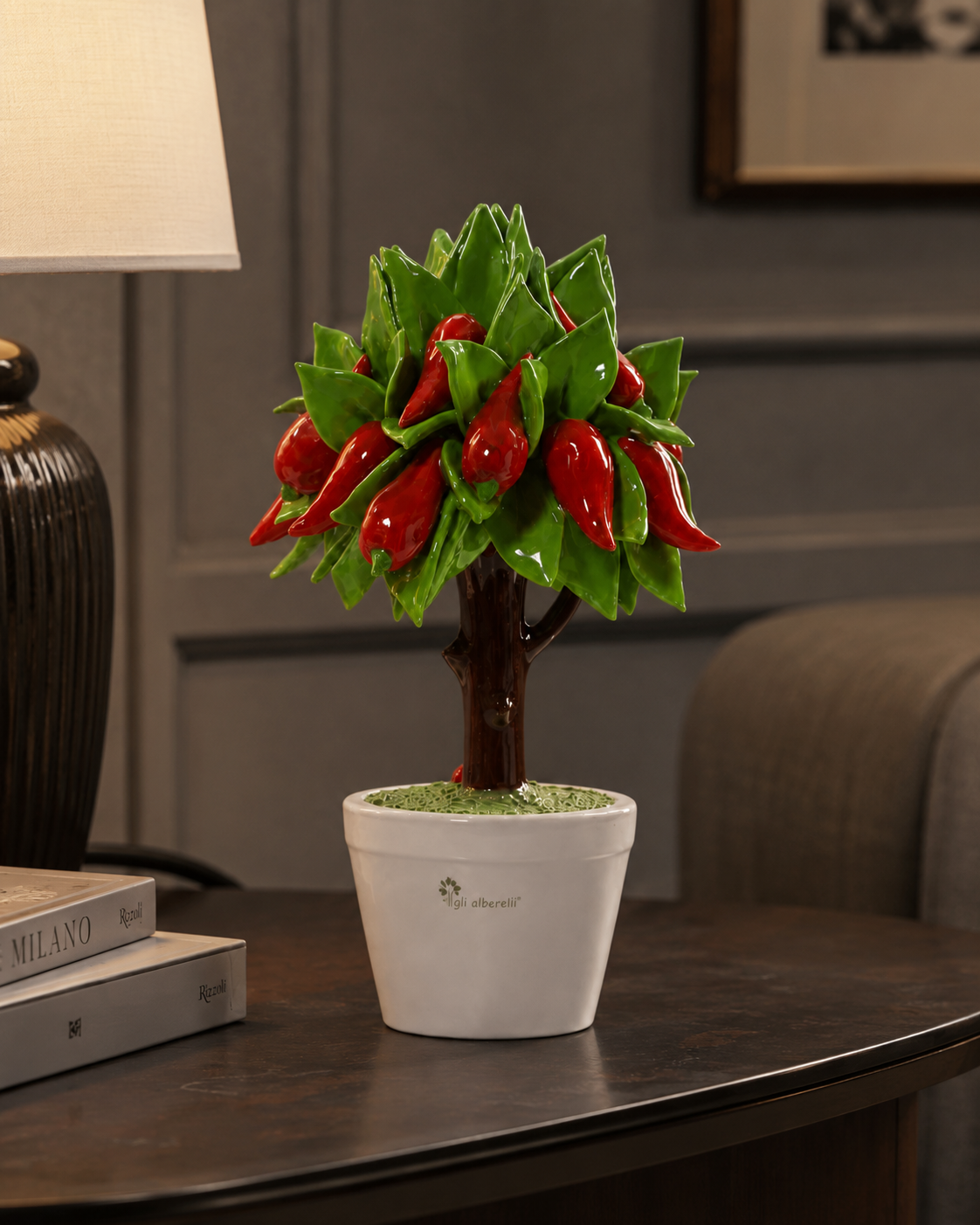 ALBERO PEPERONCINI GLI ALBERELLI | in ceramica di Capodimonte | Ø14x21cm