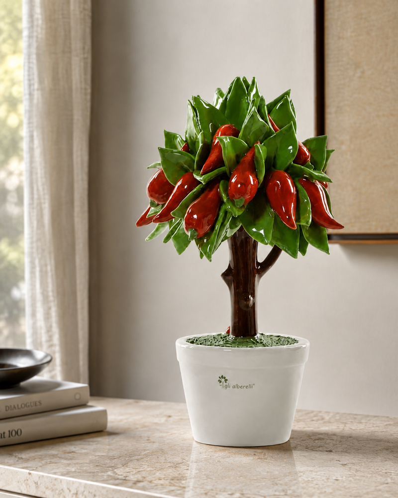 ALBERO PEPERONCINI GLI ALBERELLI | in ceramica di Capodimonte | Ø14x21cm - | Adele Chérie - articoli da regalo e bomboniere