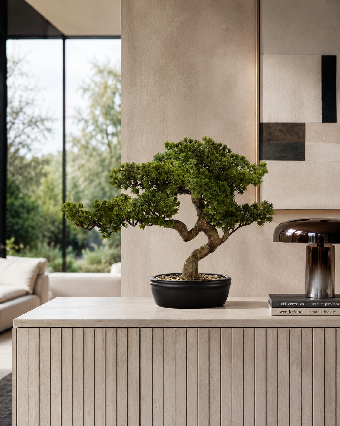 BONSAI CON VASO HENRIETTE | real touch | 56x43cm