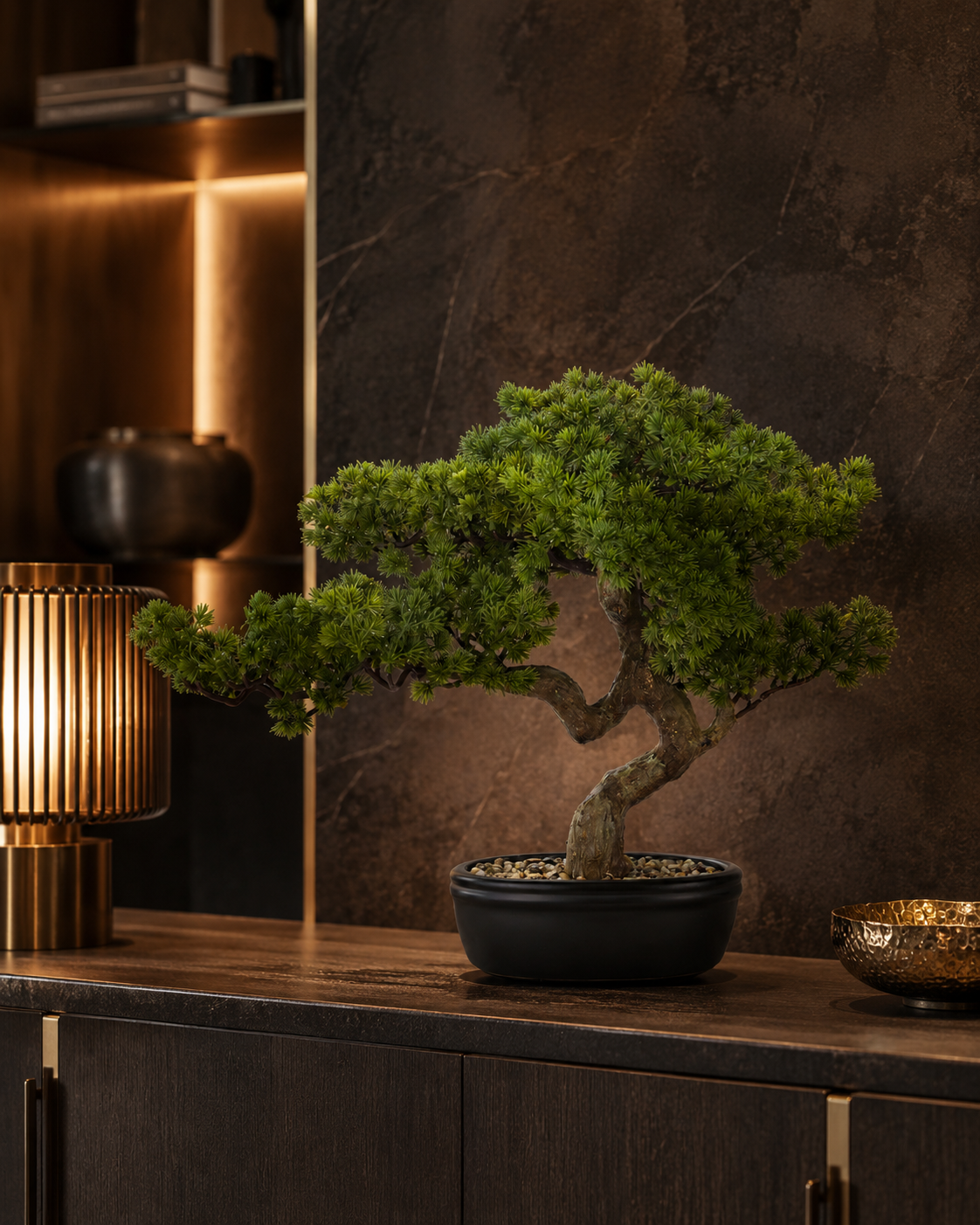 BONSAI CON VASO HENRIETTE | real touch | 56x43cm