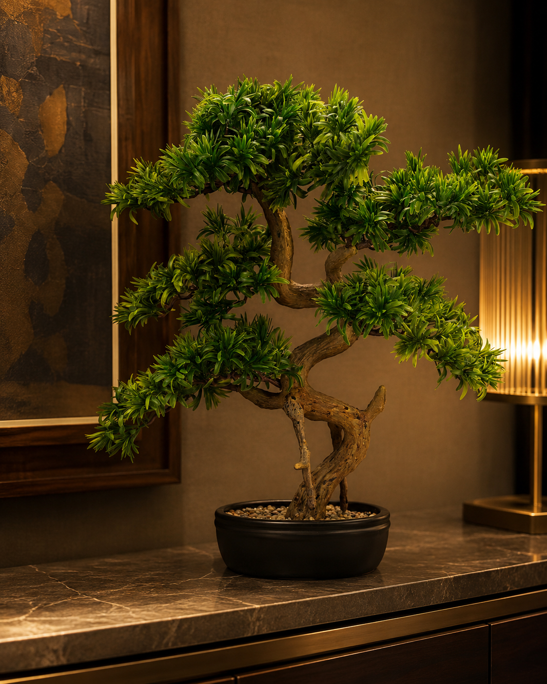 BONSAI TASSO GIAPPONESE CON VASO HENRIETTE | real touch | 62x71cm