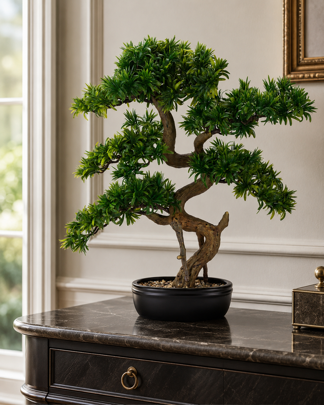 BONSAI TASSO GIAPPONESE CON VASO HENRIETTE | real touch | 62x71cm