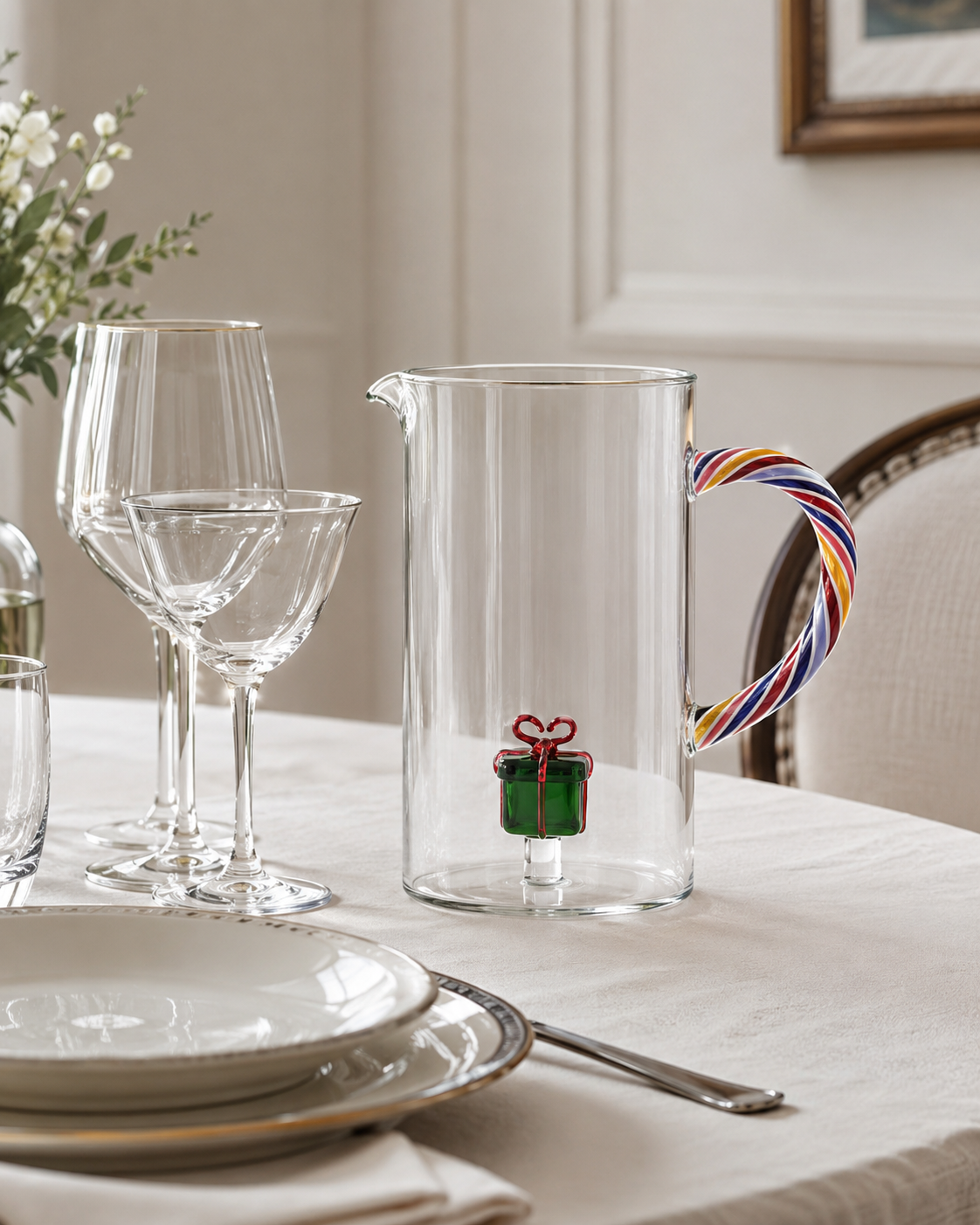 ICHENDORF MILANO PITCHER WITH COLORED HANDLE | glass