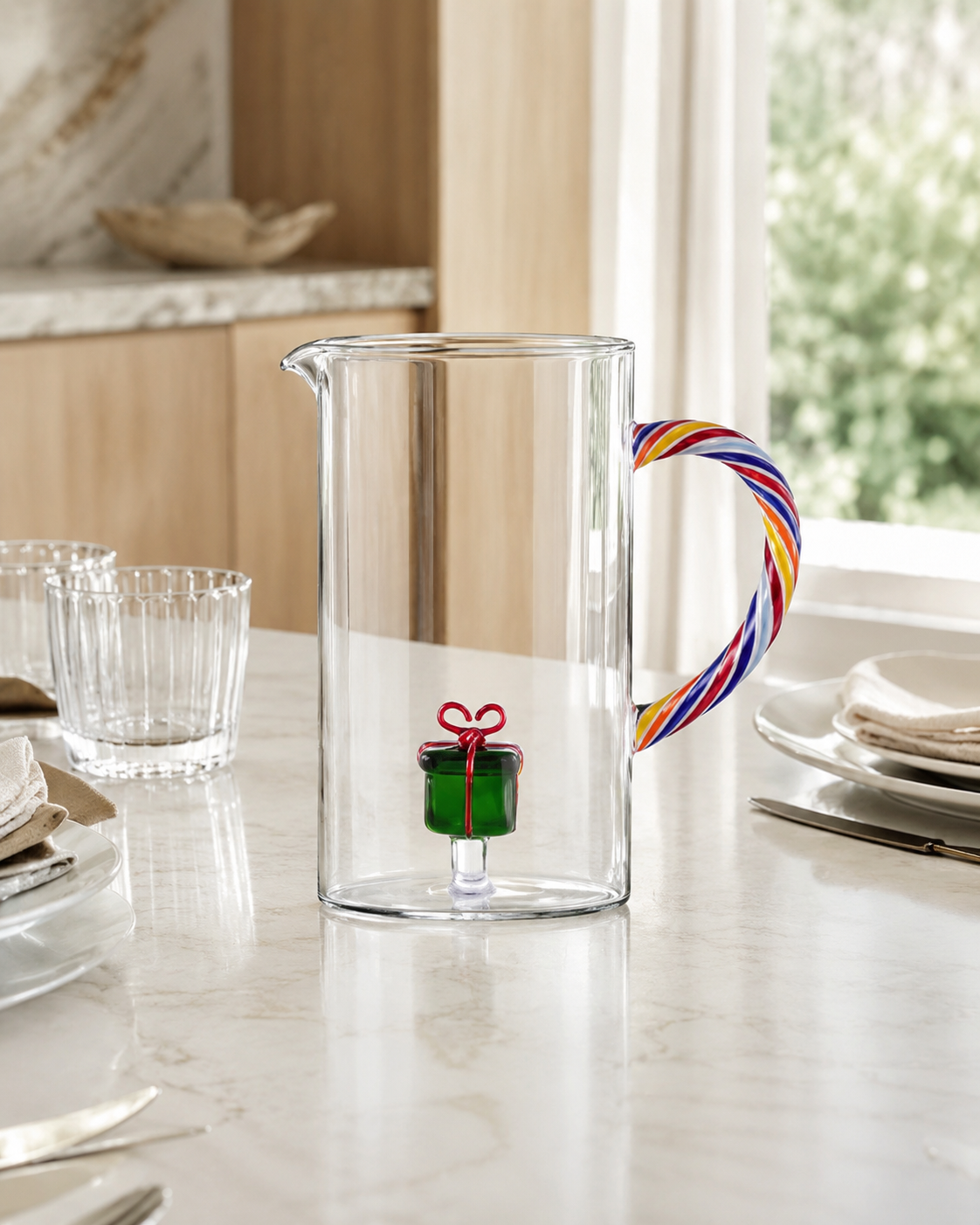 ICHENDORF MILANO PITCHER WITH COLORED HANDLE | glass