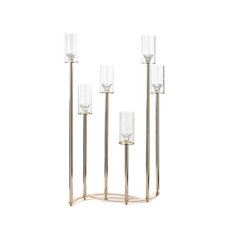 CANDELABRO 6 FIAMME C.V. CRISTAL - in vetro - 68x25x100cm | Adele Cherie