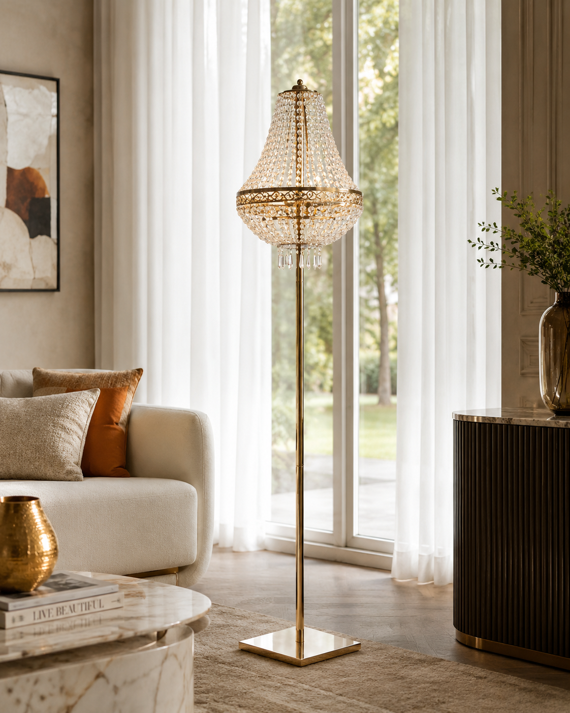 CANDELABRO DA TERRA C.V. CRISTAL | in vetro | 35x150cm