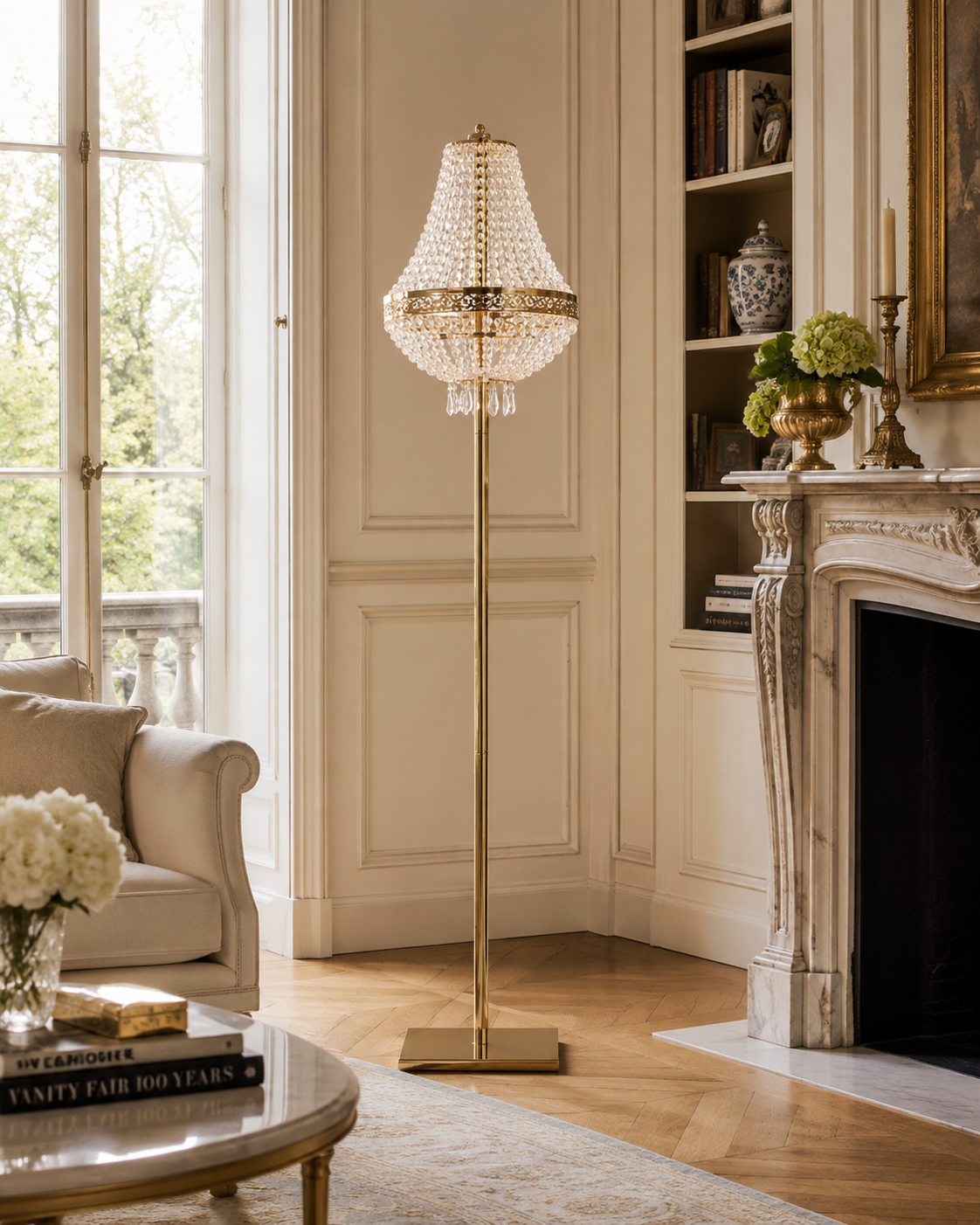 CANDELABRO DA TERRA C.V. CRISTAL | in vetro | 35x150cm