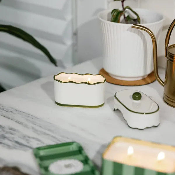 CANDELA CERAMIC DISH SMOKED PISTACCHIO PADDYWAX - in vasetto in ceramica - 155g - foto 2 | Adele Chérie