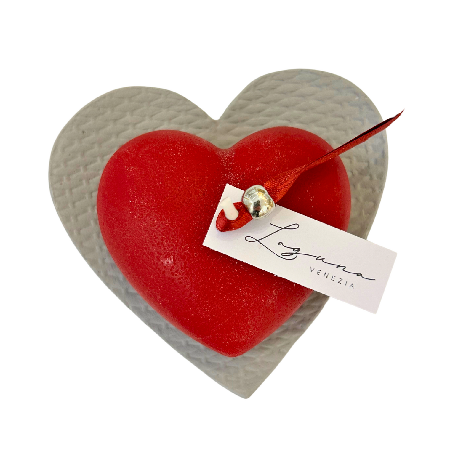 CANDELA CUORE CON PIATTINO LAGUNA VENEZIA - varie profumazioni - 10cm | Adele Chérie