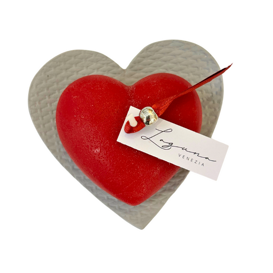 CANDELA CUORE CON PIATTINO LAGUNA VENEZIA | varie profumazioni | 10cm