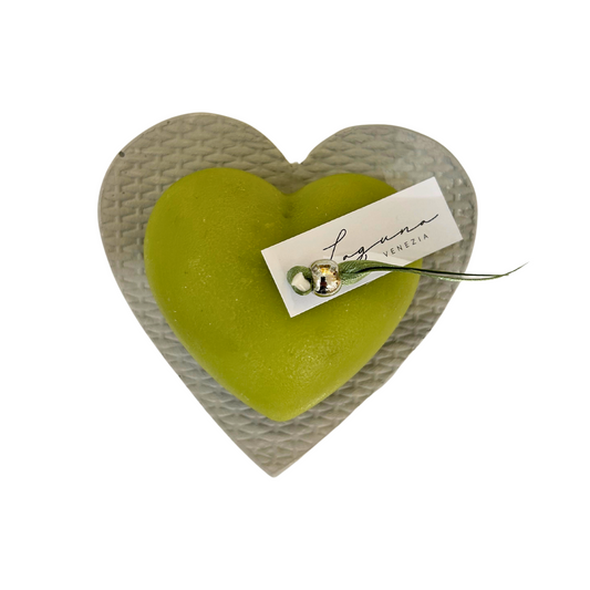 CANDELA CUORE CON PIATTINO LAGUNA VENEZIA | varie profumazioni | 10cm