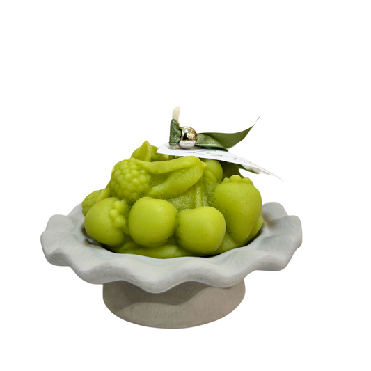 CANDELA FRUTTA CON ALZATINA LAGUNA VENEZIA | varie profumazioni | 10x7cm