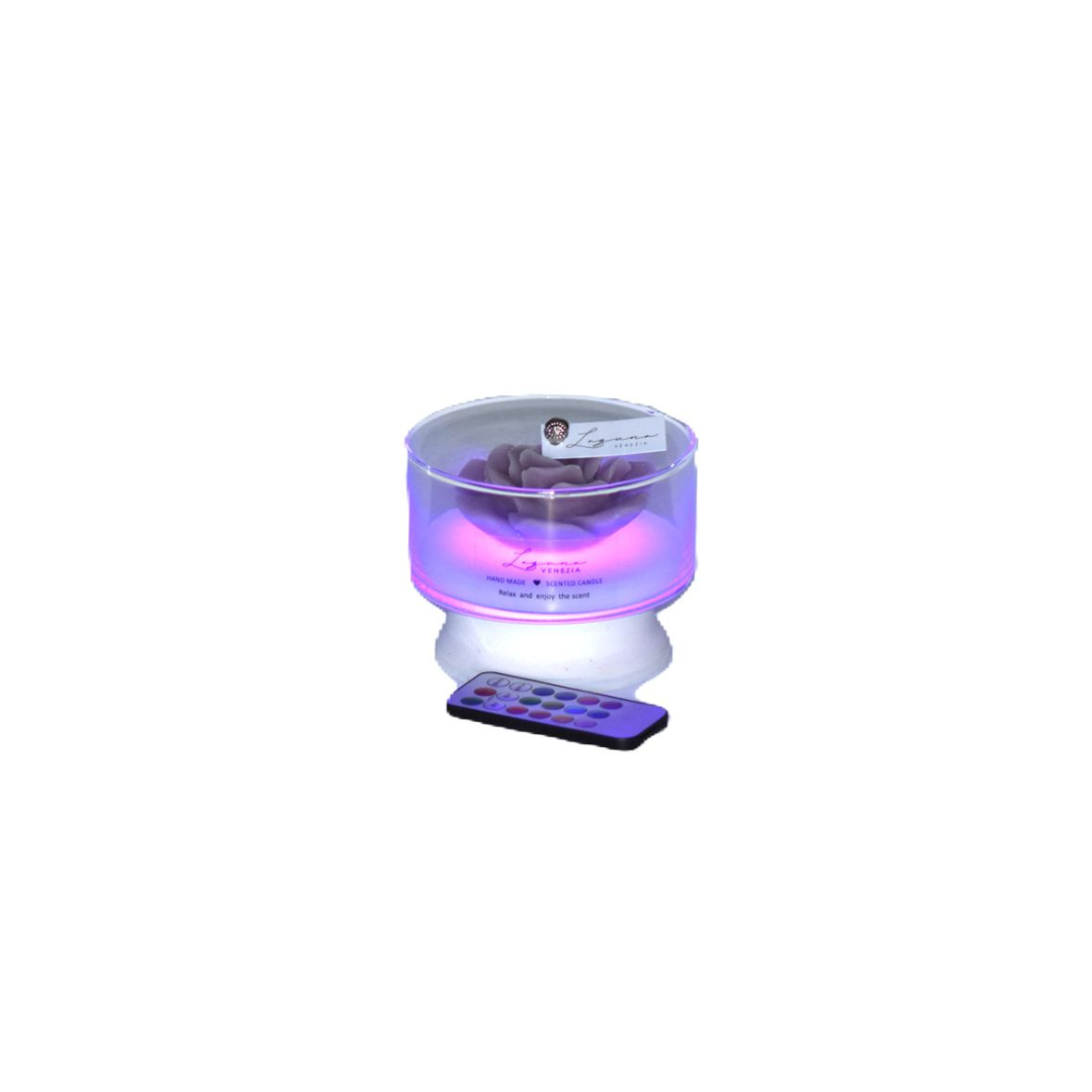 CANDELA ROSA CON LED LAGUNA VENEZIA - in vetro - 12x10cm | Adele Cherie
