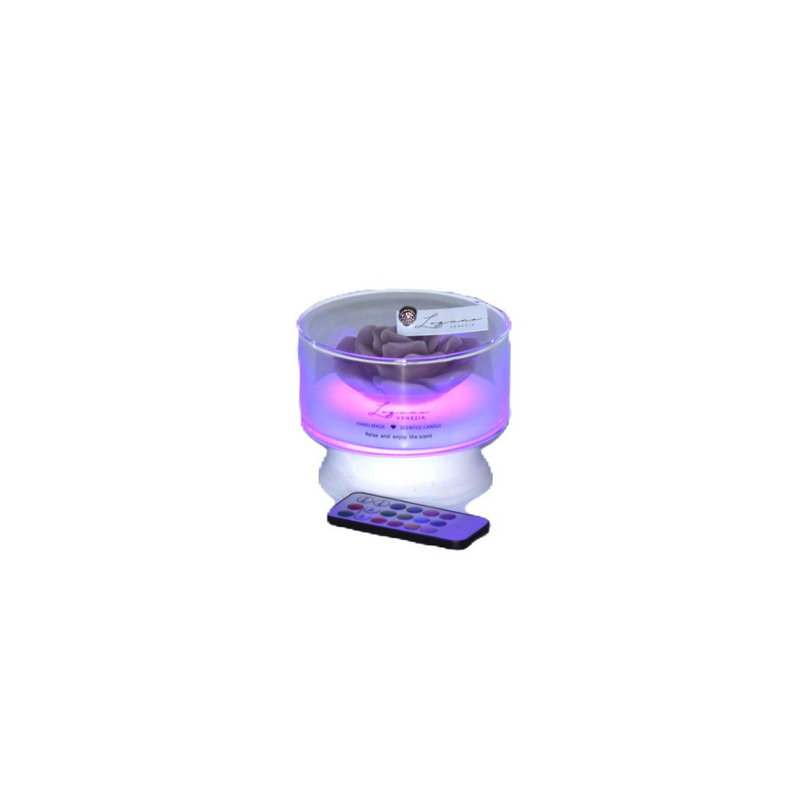 CANDELA ROSA CON LED LAGUNA VENEZIA - in vetro - 12x10cm | Adele Cherie