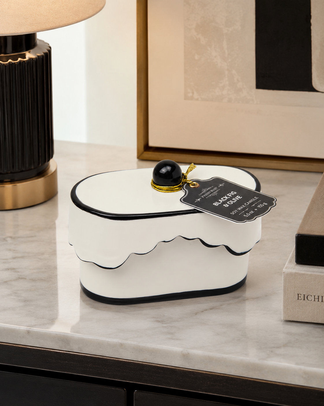 CANDELA CERAMIC DISH BLACK FIG&OLIVE PADDYWAX | in vasetto in ceramica | 155g