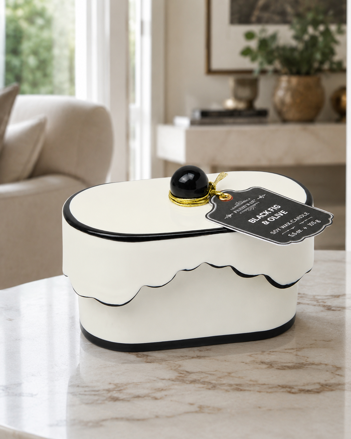 CANDELA CERAMIC DISH BLACK FIG&OLIVE PADDYWAX | in vasetto in ceramica | 155g