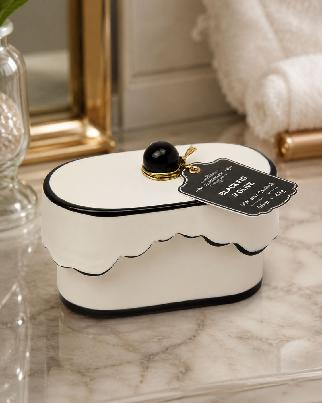 CANDELA CERAMIC DISH BLACK FIG&OLIVE PADDYWAX | in vasetto in ceramica | 155g