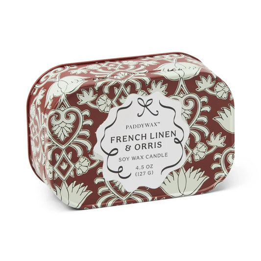 CANDELA CHERIE FRENCH LINEN&ORRIS PADDYWAX | in contenitore di latta | 127g
