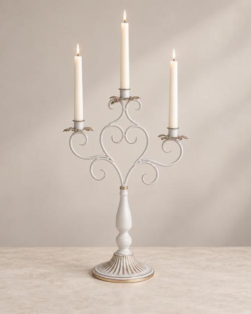 CANDELIERE 3 FIAMME BRANDANI | in metallo anticato | 34x15x60cm