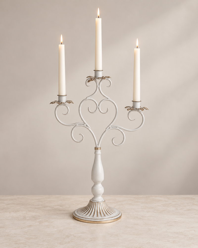 CANDELIERE 3 FIAMME BRANDANI | in metallo anticato | 34x15x60cm