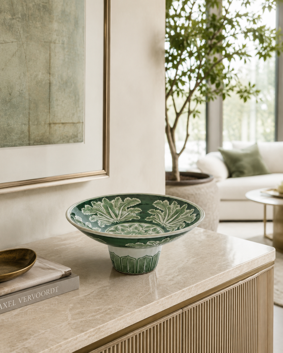 CENTROTAVOLA LEAF BRUCO | in ceramica | 32x15cm