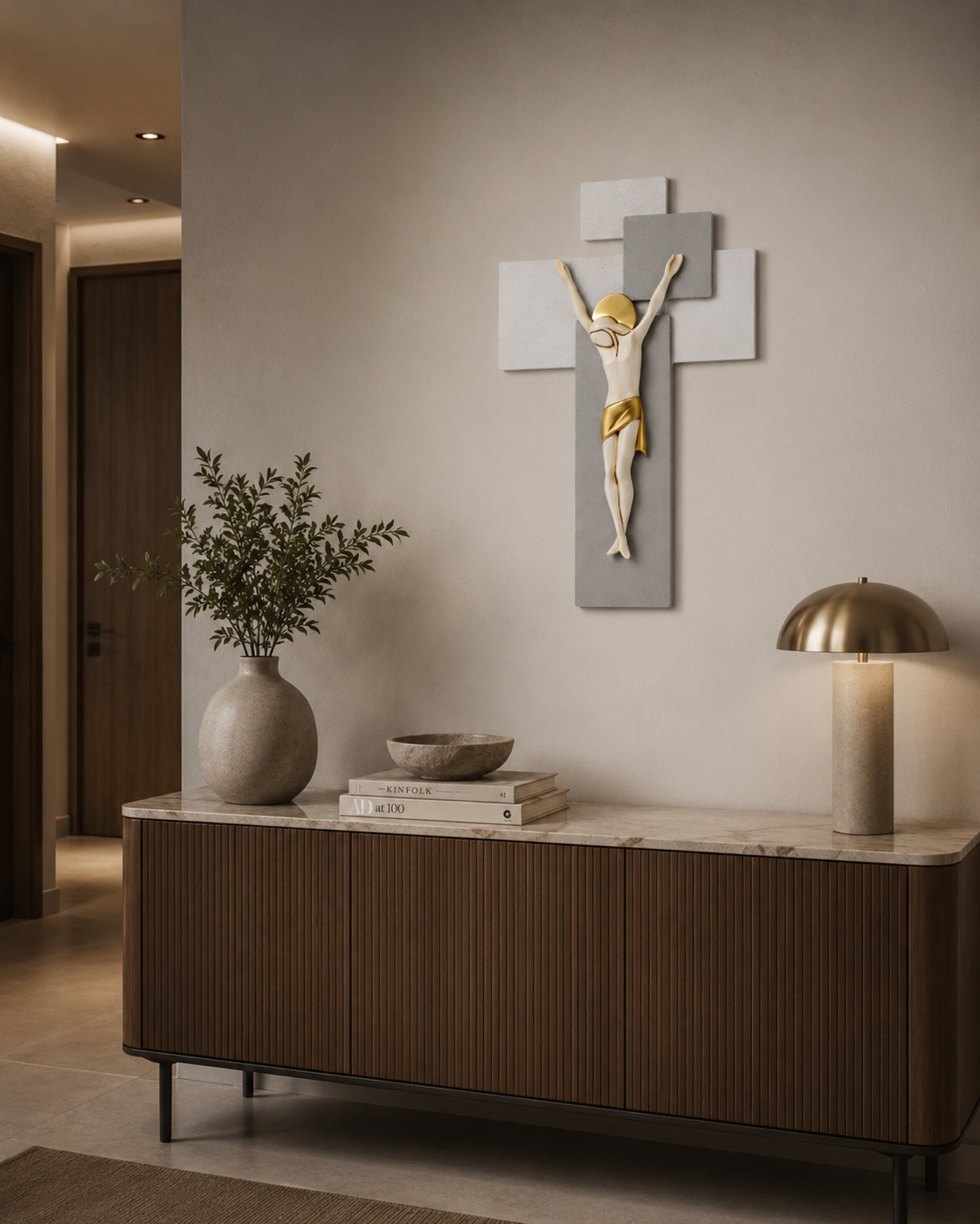 ESTEGO CRUCIFIX | in wood and stucco | 27x40cm