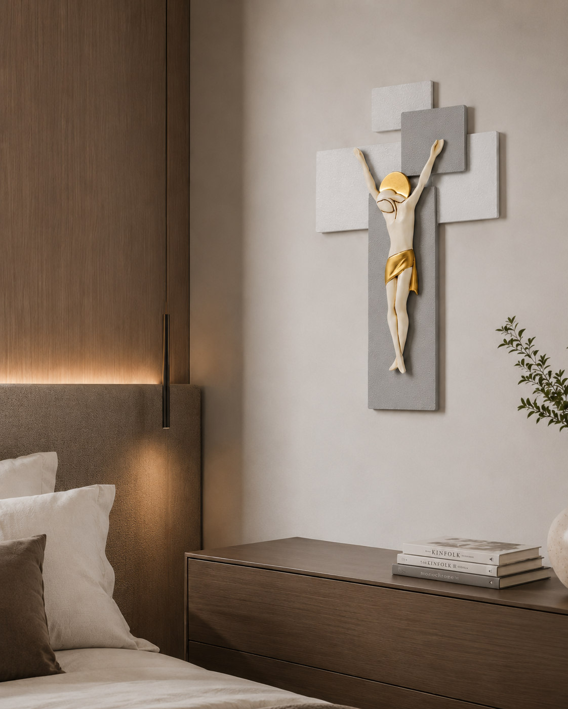 ESTEGO CRUCIFIX | in wood and stucco | 27x40cm